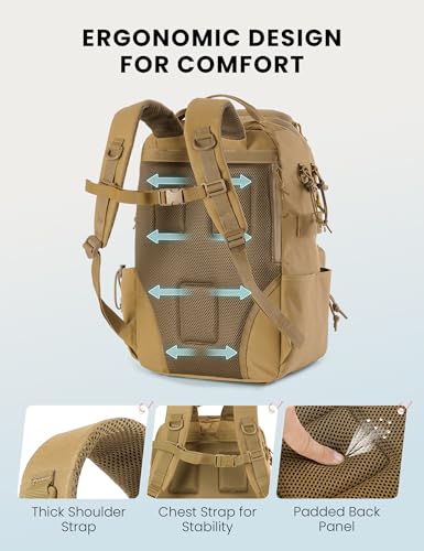 SKYSPER Tackle Backpack Fishing Bags with Rod Holder, 40L Water-Resistant Tackle Box Storage Bag for Fishing Gear Lures(Khaki) - color: Khaki