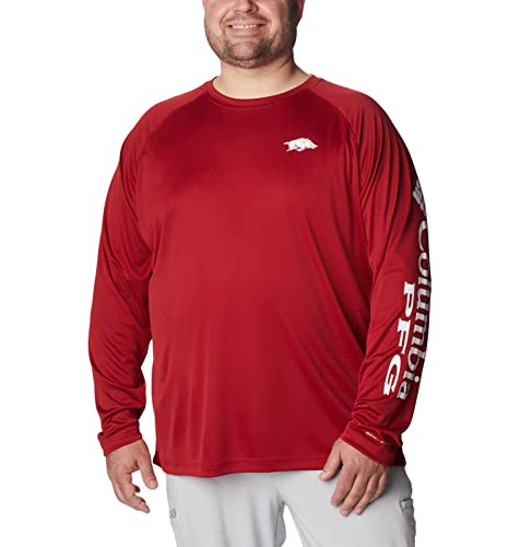 Columbia Men's Collegiate Terminal Tackle Long Sleeve Shirt - color: Ark - Red Velvet/White, size: 4X Tall