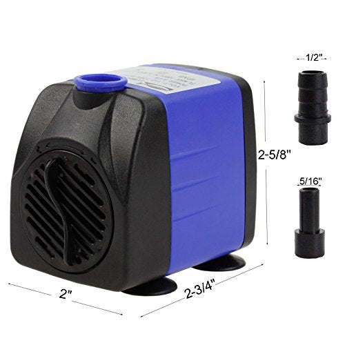 AQUANEAT Small Fountain Pump, 265 GPH Submersible Water Pump for Aquarium Fish Tank, Outdoor Water Fountain, Hydroponics, Pond Filter Pump - size: 265GPH