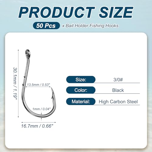 Bait Holder Fishing Hook, High Carbon Steel Double Barbed Fishing Hooks Closed Eye - style: 3/0#
