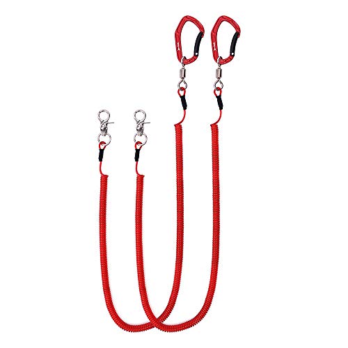 HERCULES M4 Fishing Lanyard, Fishing Pole Tether, Kayak Paddle Leash, Heavy Duty Retractable Coiled Lanyard for Fishing, Rods, Pliers, Boating, Paddles, Kayak - color: Pack of 2 Red, 17.7"