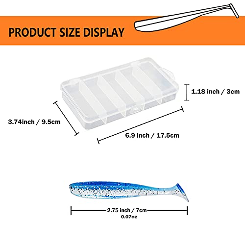 100pcs Paddle Tail Swimbaits Lures, Soft Plastic Fishing Lures Kit, 2.75" Bass Fishing Bait for Freshwater and Saltwater with Box