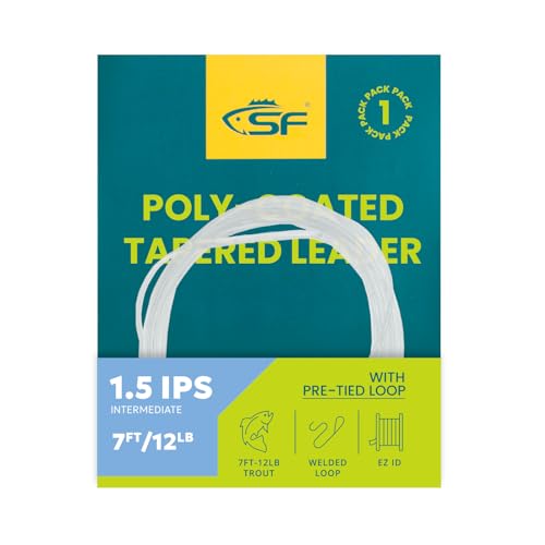 SF Fly Fishing Polyleader Monofilament Core Leader Line Fly Line for 7' Trout and 10' Salmon Poly Leader 7FT/10FT Float Hover Intermediate 3/5/7IPS - color: Clear, size: Trout 7FT-Intermediate