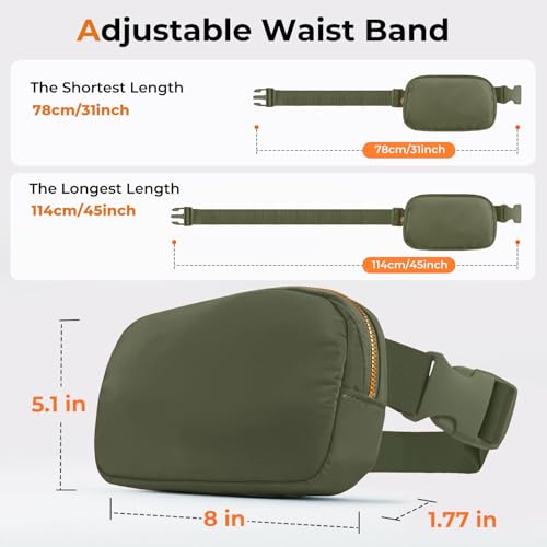 Belt Bag Zipper Fanny Pack Crossbody Bags for Women,Fashion Nylon Waist Packs, Water Repellent Two Way wear with Adjustable Strap Gifts for Teenage Girls Women Men(dark green) - color: dark green
