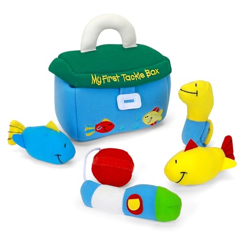 Baby GUND Play Soft Collection, My First Tackle Box 5-Piece Plush Playset with Rattle, Squeaker and Crinkle Plush Toys, Sensory Toy for Babies and Newborns, 8” - style: Tackle Box