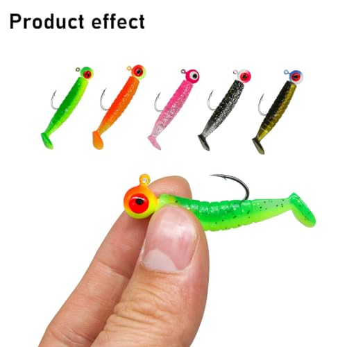 65Pcs Crappie Jigs Lure kit, 2 inch Crappie Bait with Fishing Jig Heads Hooks for Saltwater Freshwater Bass Trout - color: E: 30pcs jig hooks and 50pcs lures