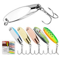 Jigging Spoon Fishing Lure Set 6-Pack Metal Saltwater & Freshwater Casting Spoon Hooks Premium Durable Treble Hooks for Bass, Salmon & Trout Fishing - size: 1/2 oz
