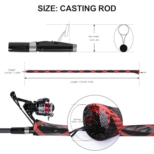 10 Pcs Fishing Rod Sleeves Socks with Lanyard, Fishing Pole Sleeves Rod Cover for Fly/Casting/Sea Fishing Rods
