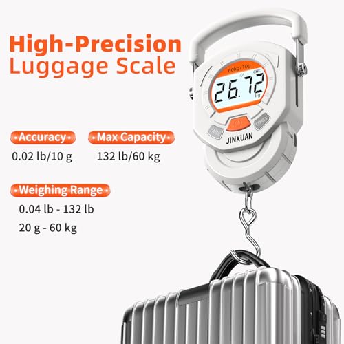 Fishing Scale 132lb/60kg Luggage Scale Digital Fish Scale with Backlit LCD Display, Fish Weight Scale Luggage Weight Scale Hanging Scale with 4 Units USB Cord, Fishing Accessories Fishing Gift - style: USB Rechargeable