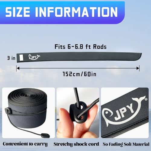 JPY 2 Pcs 3in Wdith Neoprene Fishing Rod Sleeve Protective Rod Covers for Fishing Poles Hook-Resistant Rod Storage Case Fits Spinning Casting Trolling Rods - size: Grey x 1 - 60 IN