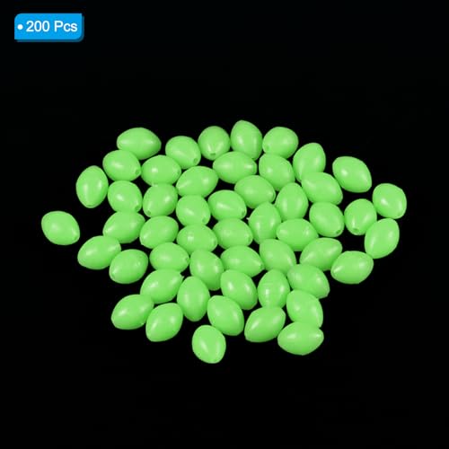 PATIKIL Glow Fishing Beads Soft Plastic Oval Rubber Luminous Fishing Bait Eggs Rig Bead Tackle Lures Accessories with Storage Box - color: Green, size: 8x6mm