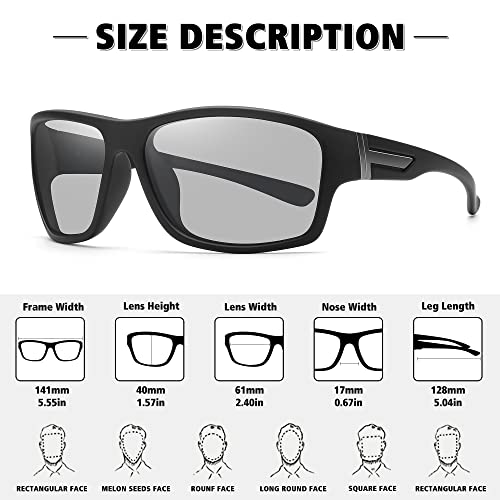 STORYCOAST Polarized Sports Sunglasses for Men Women Unbreakable Frame Cycling Fishing Driving - color: Black Frame-photochromic Lens