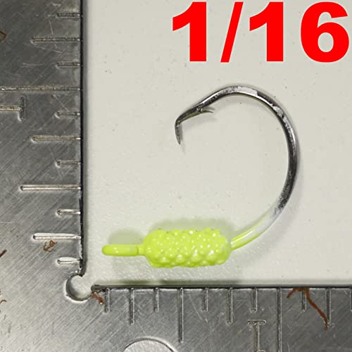Generic Yellowtail Snapper Weighted Circle Hook Jigs - Chartreuse 4/0 Hook - 1/16 oz - 25 Pack