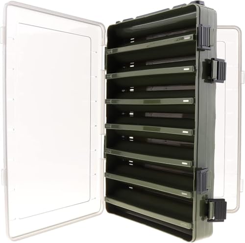 Double Sided 14 Compartments Fishing Tackle Boxes Fishing Lure Box Organizer, Fishing Bait Tackle Storage Case, Container Box for Jewelry Beads Earring Hook (Green) - color: Green