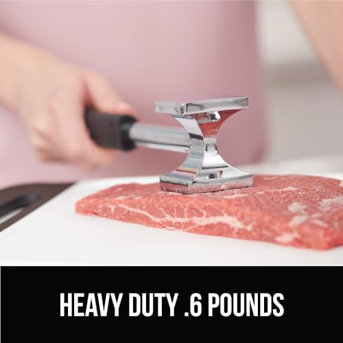 GORILLA GRIP BPA-Free Patented Dual-Sided Meat Tenderizer Tool, Soft Comfortable Handle with Hanging Hole, Heavy Duty Kitchen Mallet for Steak Beef Fish, Chicken Cutlet Pounder, Dishwasher Safe, White - color: White