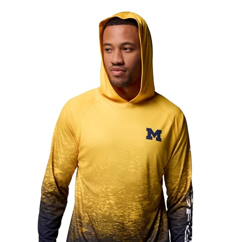 Columbia Men's Collegiate Super Terminal Tackle Hoodie - color: Um - Yellow/Collegiate Navy, size: Small