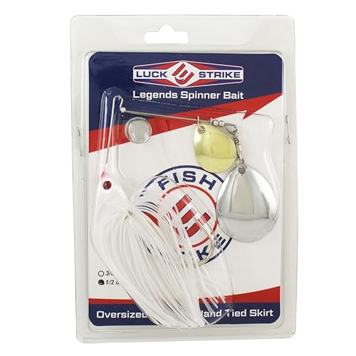 Luck E Strike Jimmy Houston Legends Spinner Bait with Colorado Blades (1/2 Ounce Spinnerbait) 5/0 Hook - color: White