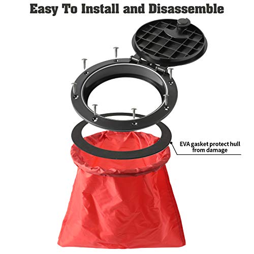 2 PCS 6'' Black Deck Plate Kit Deck Hatch with Storage Bag for Fishing Kayak Boating