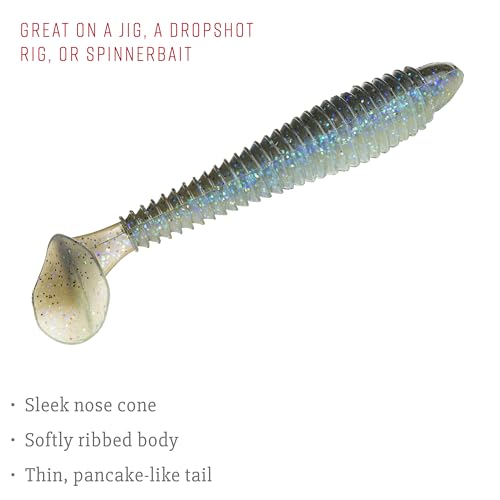 Strike King Rage Swimmer Fishing Lure, Soft Plastic Paddletail Minnow, Sleek Nose Cone, Softly Ribbed Body, Thin Tail