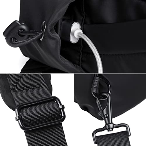 Hebetag Leather Sling Bag Crossbody Backpack for Men Women Travel Outdoor Camping - color: #24black