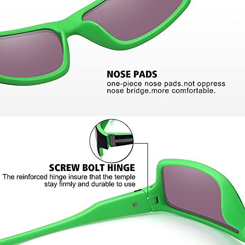 STORYCOAST Polarized Sports Sunglasses for Men Women Unbreakable Frame Cycling Fishing Driving - color: 2pack Blue Mirror+green Mirror
