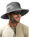 FURTALK Mens Bucket Sun Hat UPF 80+ Wide Brim Hiking Fishing Beach Outdoor Hats - color: Dark Grey