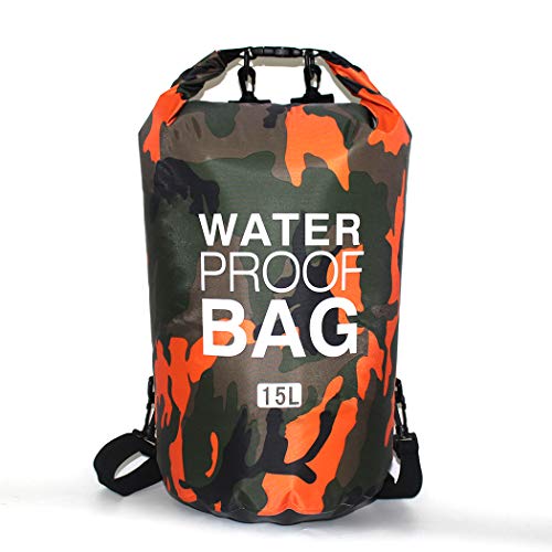 Waterproof Dry Bag 2L/5L/10L/15L/20L/30L, Roll Top Sack Keeps Gear Dry for Kayaking, Rafting, Boating, Swimming, Camping, Hiking, Beach, Fishing with Free Waterproof Phone Case - color: Orange, size: 2L