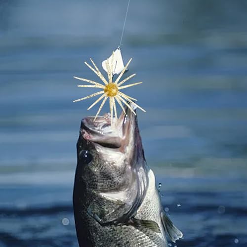 Tentacle Creature Lure Floating Fishing Lure Simulation Sea Urchin Bait Artificial Baits for Bass Fishing - color: Flash gold