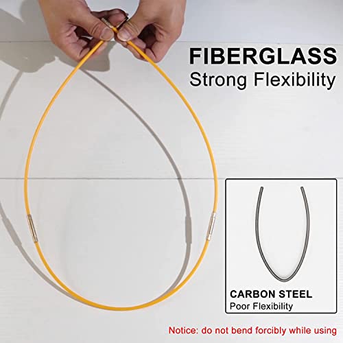 33' Fiberglass Running Electrical Wire Cable Pulling Fish Tape kit with 5 different attachments in a Carrying Case - size: 33FT-10 Rods