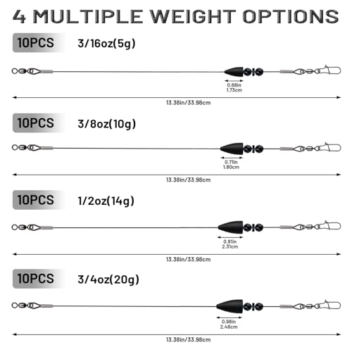Texas Rigs 10 Pack, Pre-Rigged Bass Fishing Rig with Bullet Weight, Swivel & Snap, Weedless Soft Plastic Rig for Largemouth & Smallmouth Bass - color: Black, size: 3/4oz