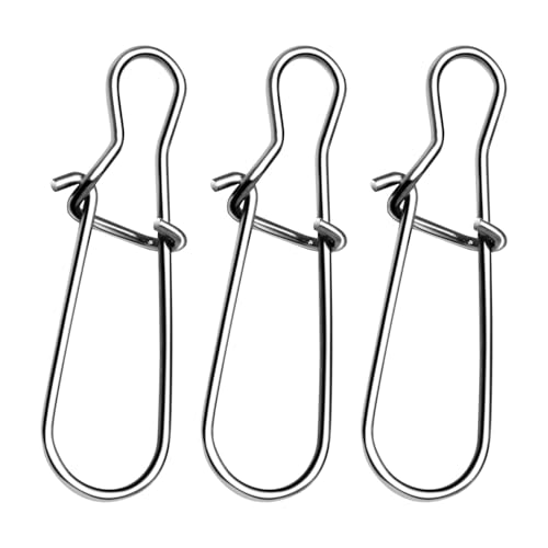 100PCS Size 0-8 Stainless Steel Duo Lock Snap Clip Swivel Lure Snaps Fishing Clips Swivels Fishing Tackle Kit Fishing Snaps Clip High Strength Fishing Gear Hooked Snap - size: #7-155lb-100PCS