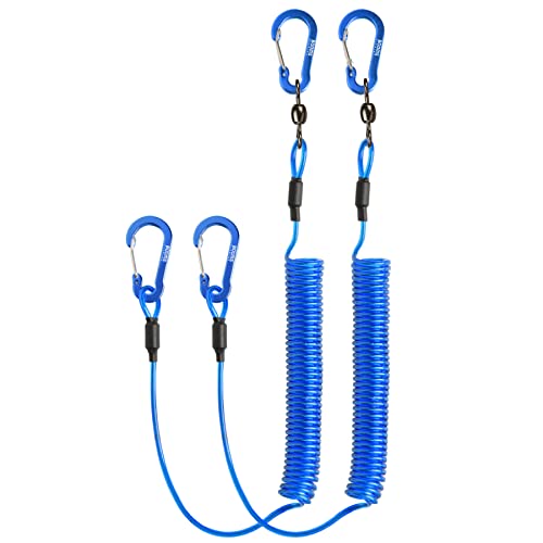 Booms Fishing T02 Fishing Pole Tether, Kayak Paddle Leash, Paddle Board Fishing Accessories, Heavy Duty Fishing Lanyard for Fishing Tools/Rods/Paddles - color: Blue, 2pcs