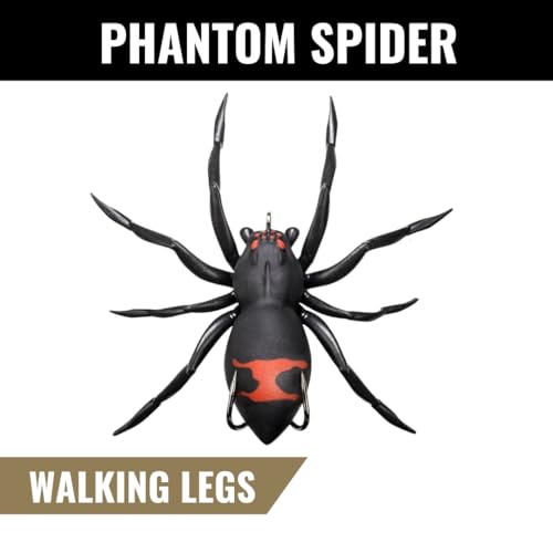 LUNKERHUNT Phantom Spider Lure for Bass Fishing (2.5 Inch) | Topwater Spider Fishing Lure with Natural Walking Action | Soft Hollow Body Weedless Hooks for Trout and Pike - color: Widow Maker