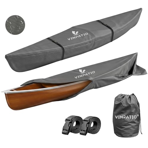 Kayak Cover 600D, Waterproof Full Coverage Canoe Cover with Zipper, Kayak Covers for Outdoor Storage, Heavy-Duty UV Protection and Tear & Dust Resistant for 16 ft Fishing Boats & Paddle Boards - size: 16ft Long, 36inch Beam Width