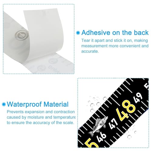 Fishing Ruler for Boat 51" Self-Adhesive Fish Measuring Decals (3 Pack) Waterproof Self Adhesive Measuring Ruler Tape (Black) - color: BLACK