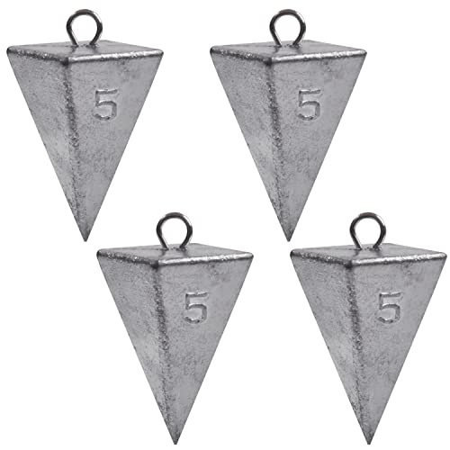 Pyramid Sinkers Fishing Weights Saltwater Pyramid Weights for Surf Fishing Gear Tackle 1oz 2oz 3oz 4oz 5oz 6oz 8oz - style: 5 Ounce, 4 Pack