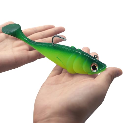 Big Jig Worm Lures Swimming Bait Soft Plastic Fishing Lure for Bass, Crappie, Trout, Pike, Sea Bass, Redfish, Striper,Fishing Lures for Freshwater & Saltwater - color: Green-1 Piece