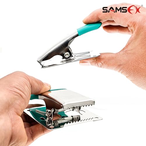 SAMSFX Fish Cleaning Board Tools - Fillet Clamp w/Screws Deep-Jaw Fish Tail Clip Board for Scaling Table Bait with Green Grip - color: Fish Clamps with Green Grip