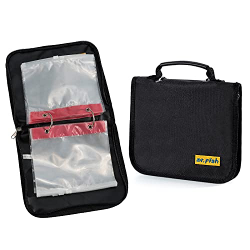 Dr.Fish Soft Bait Binder 10 Pieces PVC Bag Fishing Lure Storage Tackle Wallet Waterproof Heavy Duty Buckle Corrosion Resistant Zipper Worms Snell Hooks Sinkers Rig - color: Soft Binder Bag(10 Pockets, 9X7")