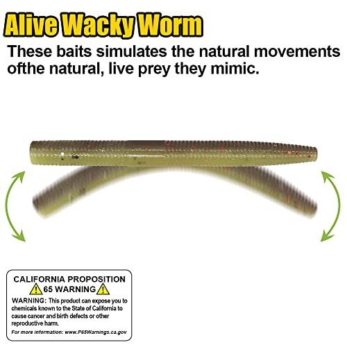 Wacky-Worms-Bass-Fishing-Lure-Kit-Wacky-Rig-Worms-Soft-Plastic-Stick-Baits3 4" 5" 6 inch - color: 3 inch 30 pcs