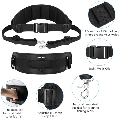 SANLIKE Fishing Belt Rod Holder Adjustable Fishing Fighting Waist Belt with EVA Padded Great Plastic Material Fighting Belt - color: White Set