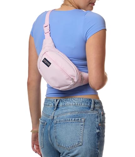 JanSport Fifth Avenue Fanny Pack Crossbody Bags for Women, Men - Stylish, Durable Waist Bag with Adjustable Belt, Main Zippered Pocket, Quick Stash Pocket - Travel Essentials - Black - color: Pink Ice