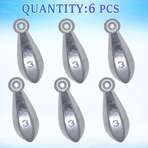 Fishing Weights Sinkers Bank Fishing Lead Sinkers Bullet Fishing Weights Ocean Saltwater Surf Fishing Gear Fishing Assortment 1oz 2oz 3oz 4oz - style: 3oz-6pcs