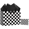 Hooqict Large Checkered Gift Bag Black and White Race Car Gift Wrap Bag with Handles, Tissue Paper, Greeting Cards for Kids Boys Snack Goodie Treat Candy Party Favors - color: Checkered