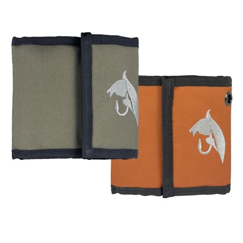 Aventik 10 Pockets Fishing Tackle Binder Fly Fishing Leader Tippet Line Wallet Leader Case Tippet Storage Fly Fishing Great for Pre-Tied Carp and Catfish Rigs - color: 2PACK-Orange+Grey