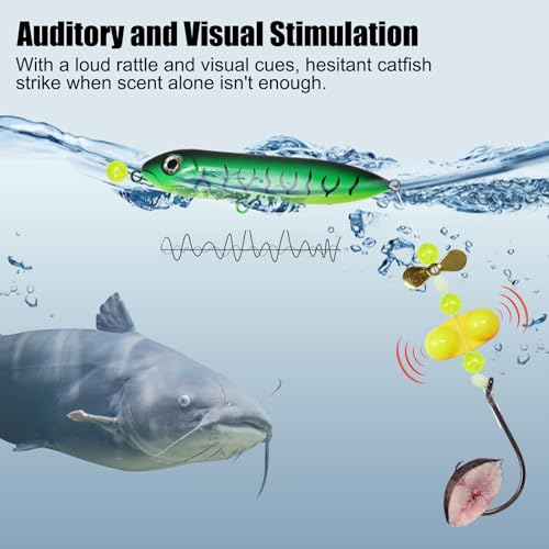 Catfish Float Rig Demon Dragon Style Rattling Line Float Propeller and Circle Hooks 6/0 8/0 for Santee Cooper Rig Catfishing Tackle - color: 8/0 Hook Catfish Rig - 6 PCS