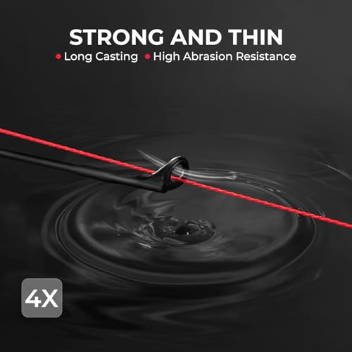 KastKing Superpower ColorShield Braided Fishing Line - Colorfast Braided Line, 100% Solution Dyed UHMWPE Fiber, Smooth & Strong Superline, Near Zero Stretch, Sensitive, High Abrasion Resistance - color: X4-Red, size: 20LB-(500yds）