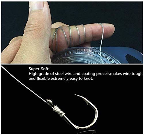 10LB-200LB Fishing line Wire Leader Vinyl Coated Stainless Steel Trace Lures Leader Wire 10 Meter,with 20pcs Crimps Sleeves,Black & Silver Select - size: 200LB