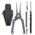 SAMSFX Fishing Pliers, Muti-Function Fly Fishing Tools, 8" Saltwater Resistant Gear Hook Remover Split Ring Tungsten Cutters, with Lanyard & Sheath - color: Blue Fishing Pliers with Hook Remover