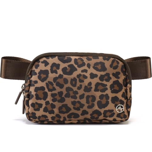 Pander Two Way Zipper Fanny Pack Nylon Everywhere Belt Bag for Women, Water Repellent Waist Packs, Crossbody Bags with Adjustable Strap (Leopard Multi) - color: Leopard Multi